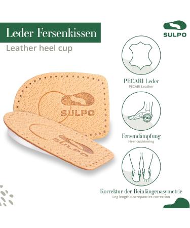 Sulpo Heel Spur Pillows - 2 Pairs Leather & Latex Foam Shoe Inserts for Pain Relief Achilles Tendon Support - Unisex Beige Size 35-41 - Buy Online on GoSupps.com