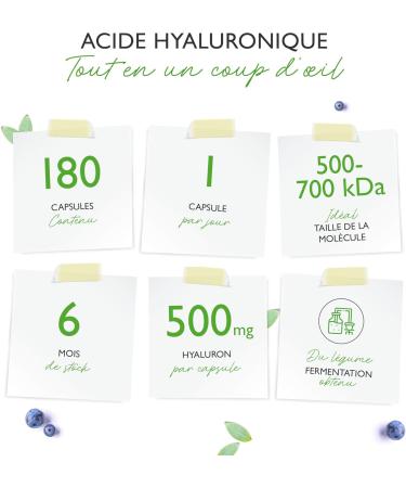 Vegan Hyaluronic Acid - 500 mg of hyaluronic acid - 180 capsules for 6 months - 500-700 kDa - Fermented High Dose Plant - No Additives - Buy Online on GoSupps.com