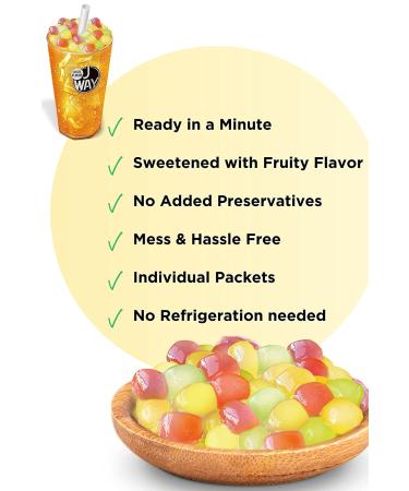 J WAY Instant Passionfruit Pineapple Green Tea Kit with Colorful Tapioca Boba - 6 Servings, Paper Straws Included - Buy Online on GoSupps.com