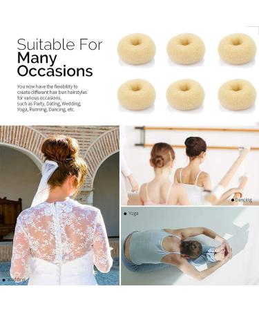 Kid's Blonde Hair Donut Bun Maker 6PCS - Small 2.5 Inch Beige Chignon Doughnut Shaper for Short Thin Hair - 6 Count - Buy Online on GoSupps.com