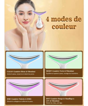 Anti-Wrinkle Facial Massager: Electric Double Chin Facial Massager 4 LED Colors EMS Thermal 45 C 3 Mode Lifting Massage  - Buy Online on GoSupps.com