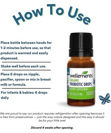 Wellements Organic Probiotic Drops for Baby Digestive & Immune Support | 0.25 Fl Oz 141188 | Dye-Free, Paraben-Free, Preservative-Free | Infants & Toddlers - Buy Online on GoSupps.com