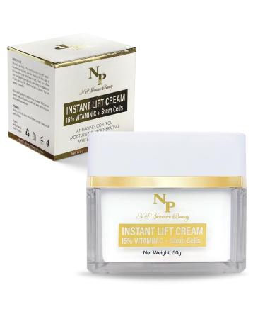 NP Skincare Instant Lift Cream with Vitamin C Argireline and Plant-Based Stem Cells for Moisturizing and Rejuvenated Skin - Visibly Reduces Wrinkles Puffiness and Dark Circles 50 grams