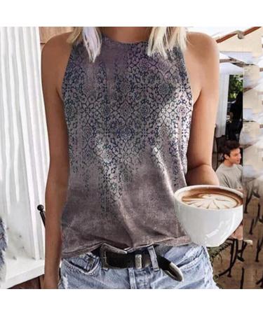 Cute Printed Women's Spring Tank Tops - Sleeveless Loose Fit Cami Shirts in Brown (X-Large) - 2023 Collection - Buy Online on GoSupps.com