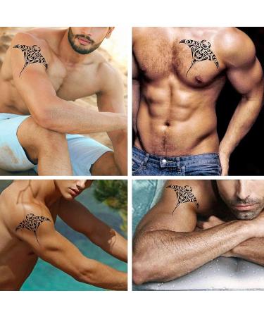 Dopetattoo 6 Sheets Stingray Maori Tribal Polynesian Temporary Tattoos - Men and Women Fake Tattoo for Neck, Arm, Hands, Leg - Buy Online on GoSupps.com