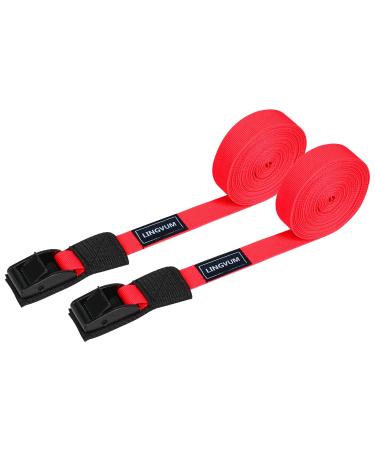 LINGVUM Tie Down Cam Straps for Kayak, Surfboard, SUP Board, Canoe, Cargo Roof Rack Straps 15 Feet (Pair), Black/Blue/Red