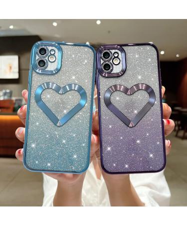 JONLONHA iPhone 11 Glittering Transparent Protective Cover | Luxurious Heart Pattern Shockproof & Scratch-Resistant TPU Case for Women | Full Camera Protection for 6.1 Blue iPhone 11 - Buy Online on GoSupps.com