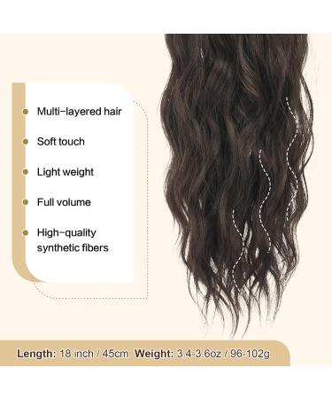 FESHFEN Dark Brown Drawstring Ponytail Extension 18 inch | Curly Wavy Synthetic Hair Piece for Women - Buy Online on GoSupps.com