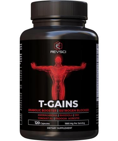 Anabolic Muscle Builder & Energy Booster for Men - TGAINS Tribulus Terrestris for Men, Tongkat Ali, HGH Horny Goat Weed, DIM Supplement, Aromatase Inhibitor & Estrogen Blocker for Men, 120 Pills