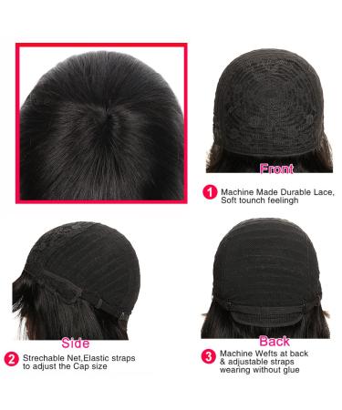 8 Inch Short Bob Human Hair Wig with Bangs for Black Women - Brazilian Virgin Straight Hair 150% Density Machine Made Bob Wig in Natural Color - Buy Online on GoSupps.com