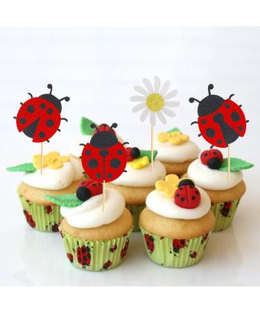 Arthsdite 24Pcs Ladybug Cupcake Toppers Flowers Insects Cupcake Picks Garden Theme Baby Shower Kids Birthday Party Cake Decorations Supplies - Buy Online on GoSupps.com