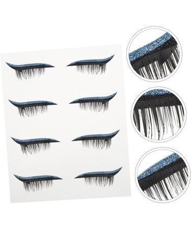 Mipcase 4 Pairs False Eyelashes Eye Makeup Sticker Stickers Glitter Eyeliner Eye Line Sticker Glitter Powder 4x1.5cm Blue - Buy Online on GoSupps.com