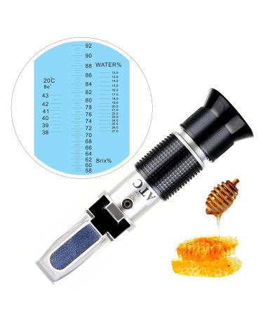 XRClif honey refractometer with ATC portable hand refractometer with LCD display (BRIX: 58-92% water: 12-27% tree BE : 38-43 ) sugar content for honey fruit drinks etc.