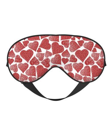 Hearts Print Sleep Eye Mask Blindfold with Elastic Strap Headband Soft Eye Cover Eyeshade for Night Sleeping Travel