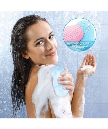 2 PCS Super Soft Exfoliating Bath Sponge Set - Gentle 3D Magic Dead Skin Remover for Spa-Like Shower Experience - Reusable for Adults & Children - Blue Pink - Buy Online on GoSupps.com