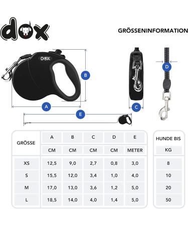 Ddoxx Reflective Nylon Dog Leash - Bite-Proof Roller Leash with Lock System | XS 3m for Dogs Up to 8kg - Black - Buy Online on GoSupps.com