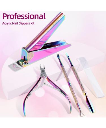 Acrylic Nail Care Kit - 5 in 1 Set with Nail Clippers, Glass File, Cuticle Trimmer, Pusher & Remover - Professional Stainless Steel Manicure Pedicure Tools - Buy Online on GoSupps.com