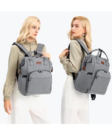 KONO Baby Diaper Bag Nappy Backpack - Multifunctional Travel Backpack with Large Capacity & 2 Stroller Straps (Gray) - Ideal for Moms & Dads | Shop Internationally - Buy Online on GoSupps.com