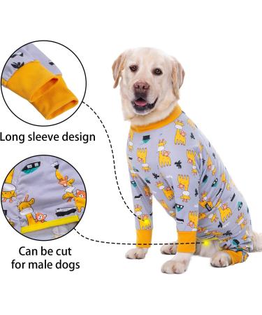 Axcimond Onesie for Dogs After Surgery Dog Recovery Suit Female Male Long Sleeve Dog Pajamas Medium Large Dogs Surgical Recovery Suit Pet Bodysuit Pyjama Chien Operation Dog Cone Collar Alternative 6XL Grey Giraffe - Buy Online on GoSupps.com