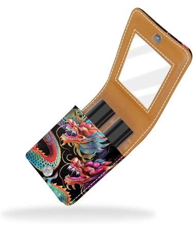 Travel Lipstick Organizer Case | Portable Makeup Bag with Mirror | Vintage Chinese Dragon Design - R628a1gtac - Buy Online on GoSupps.com