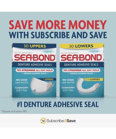 Sea-Bond Fresh Mint Denture Adhesive Seals 30 Ct (Pack of 4) - Zinc-Free, Mess-Free, All Day Hold for Lowers - Buy Online on GoSupps.com