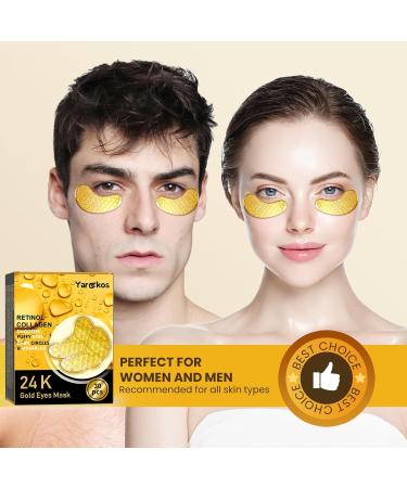 30 Pcs 24K Gold Under Eye Patches - Collagen Eye Masks for Dark Circles & Puffiness - Hydrating Gel Pads for Men & Women - Travel Size Skin Care - Buy Online on GoSupps.com