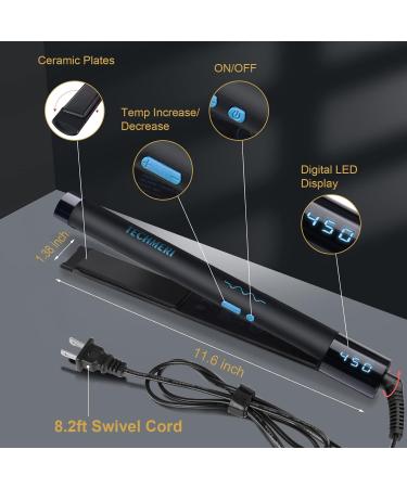 TECHMERI 2-in-1 Hair Straightener & Curler - Ionic Ceramic Flat Iron 1 Inch 450 F Dual Voltage - Perfect for International Shipping - Buy Online on GoSupps.com