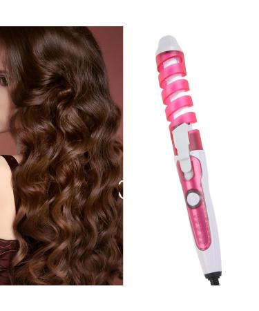 Electric Curling Wand with Spiral Barrel Rotating Hairstyling Tool Rapid Heat-Up and Intelligent Temperature Control 110-240V (US Plug)
