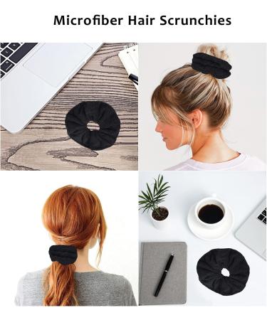 3-Piece Microfiber Hair Drying Towels Scrunchies Set - Super Absorbent & Anti-Frizz Hair Ties for Women - Black - Buy Online on GoSupps.com