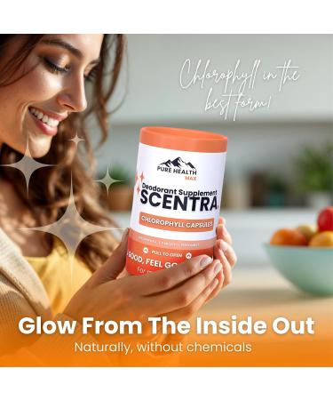 Scentra Deodorizing Supplement | Chlorophyll Capsules for Women and Men Full Body Deodorant Pills | Natural Internal Odor Defeat Supplements 60 Tablets for Breath Underarm Skin with Mint & Parsley - Buy Online on GoSupps.com