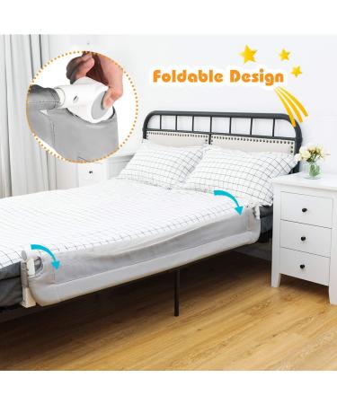 BABY JOY Toddler Bed Rail 59-Inch Grey Swing Down Safety Guard for Crib, Twin, Double, Full, Queen & King Size Mattress - Buy Online on GoSupps.com