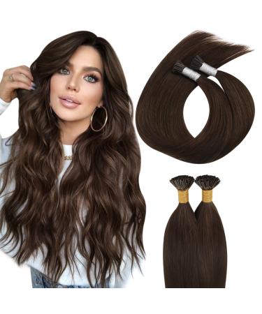 Moresoo real hair extensions bondin extensions real hair dark brown i tip extensions #4 dark brown keratin bonding extensions real hair silky just 50s/40g 18 inch/45 cm 3.i-tip #4