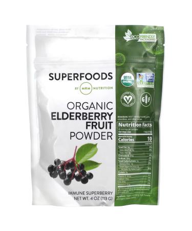MRM Nutrition Organic Elderberry Fruit Powder | Superfoods | Immune superberry | Antioxidants + Fiber | Vegan + Gluten-Free | 45 Servings