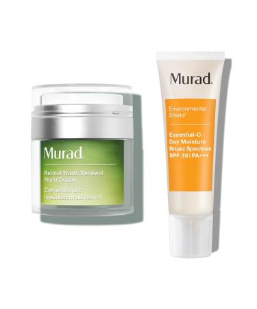 Murad Preventative Aging Solutions Value Set - 2-Piece Anti-Aging Skincare | Essential-C Day Moisture SPF 30 & Retinol Youth Renewal Night Cream - $158 Value - Buy Online on GoSupps.com