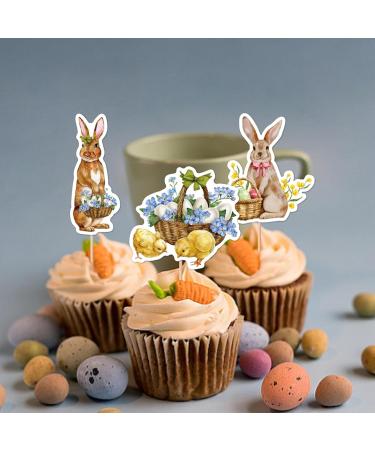 Easter Cupcake Toppers | Cake Topper Bunny Pick in Paper Vivid Cake Toppers Spring Party Supplies for Photo Booth Background Candy Box Photo Wall Onlynery - Buy Online on GoSupps.com