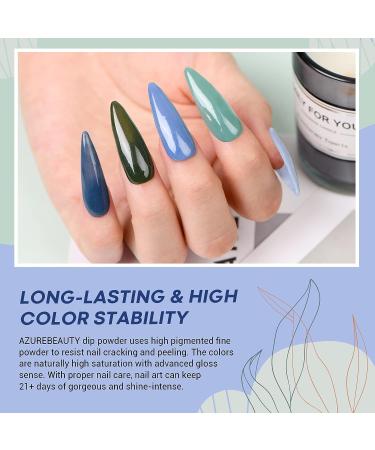 AZUREBEAUTY Dip Powder Nail Set - Blue, Sage Green, Grey Shades | 6 Colors Starter Kit for French Nail Art | All Seasons Manicure DIY Salon Gifts for Women - Buy Online on GoSupps.com