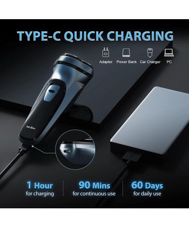 Rechargeable Electric Razor for Men with Pop-up Trimmer, Fast Charging, LCD Indicator - Blue - Buy Online on GoSupps.com