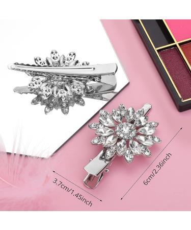 Sibba Rhinestone Bridal Hair Barrettes - 2 PCS Large Diamante Wedding Hairpins with Flower Design for Women - Elegant Crystal Hair Clip Accessories - Buy Online on GoSupps.com