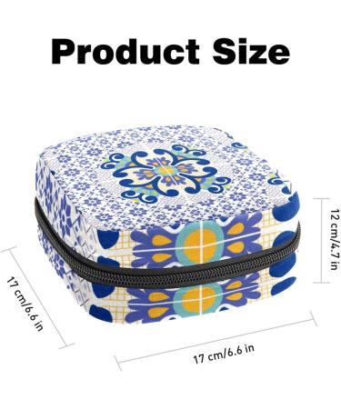 Purple Talavera Geometric Flower Pattern Sanitary Napkin Storage Bag - Portable Period Pouch for Women & Teens - Multi-colored - Buy Online on GoSupps.com