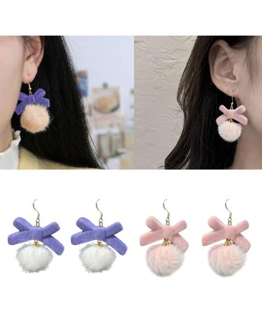 Feyley Exaggerated Bowknot Earrings | Chic Plush Ear Jewelry for New Year's & Birthday Gifts - Buy Online on GoSupps.com
