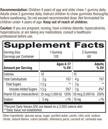 Nature's Way Vitamin D3 Gummy & Sambucus Adult Gummy Bundle - Buy Online on GoSupps.com