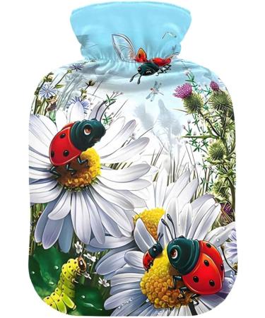 NAANLE Daisy Ladybird Heat Bottle - Transparent Hot Water Bottle for Pain Relief & Cold Therapy - 1L Hand/Foot Heating Bags - International Shipping - Buy Online on GoSupps.com