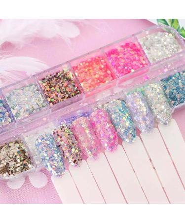 Leeqbcr Nail Art Sequins - 1 Box of 12 Grille Accessories for DIY Nail Art Decoration & Crafts - Buy Online on GoSupps.com