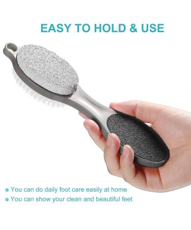 4-in-1 Pedicure Tool Set for Dry and Wet Foot Care - Callus Remover, Foot Scrubber, Pumice Stone, Nail Brush - Gray - Buy Online on GoSupps.com