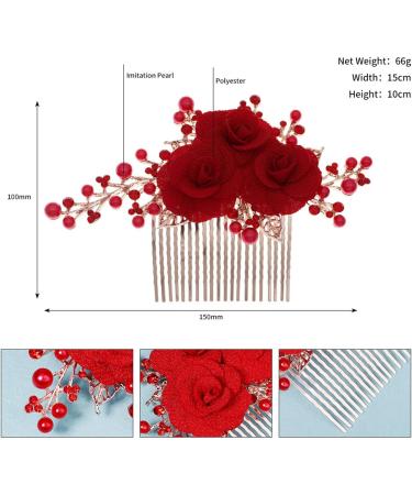 Bridal Wedding Hair Comb Bridal Hair Rhinestone Hair Comb Wedding Insert Comb for Women and Girls 15x10cm Red - Buy Online on GoSupps.com
