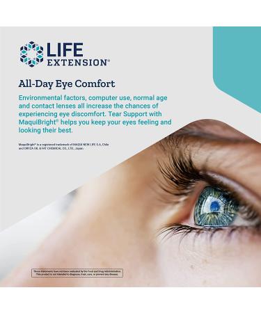 Life Extension Tear Support with MaquiBright - 30 Veg Capsules, 60mg Maqui Berry Extract - Buy Online on GoSupps.com