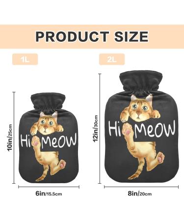 Funny Cat Hot Water Bottle with Cover - Pain Relief for Kids & Adults | 1L Optimal Comfort - Buy Online on GoSupps.com