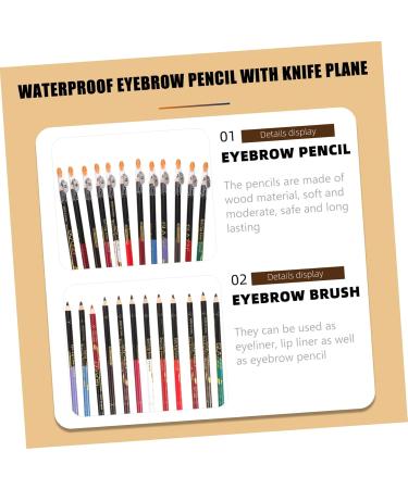 SOESFOUFU 12pcs Lip Liner Eyeliner Eyebrow Pen Waterproof Lip Liner Pencil Eyeliner Black Wooden - Buy Online on GoSupps.com