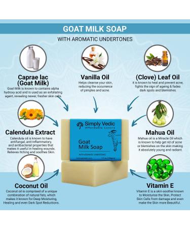 Simply Vedic 6-Pack Goat Milk & Essential Oil Soap Bar Gift Set - Hand-Made, Cold Pressed with Coconut Oil for Body, Hand, Face - Men & Women - 3.5 Oz. x 6 - Buy Online on GoSupps.com