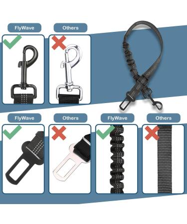 Flywave Strap-On Dog Car Belt - Adjustable Reflective Dog Seatbelt for All Breeds & Car Types | D-Buckle Black - Buy Online on GoSupps.com